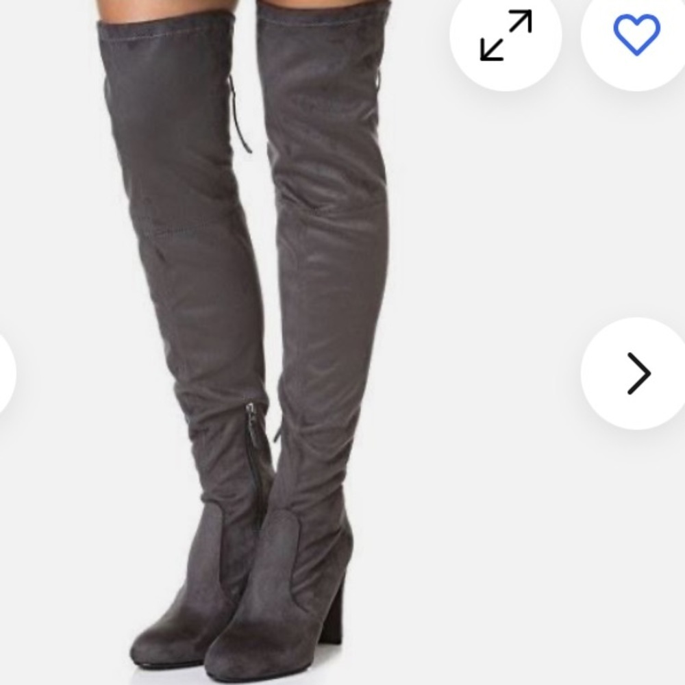 Sam Edelman Kent Microsuede Dark Grey Over the Knee Boots Size 6